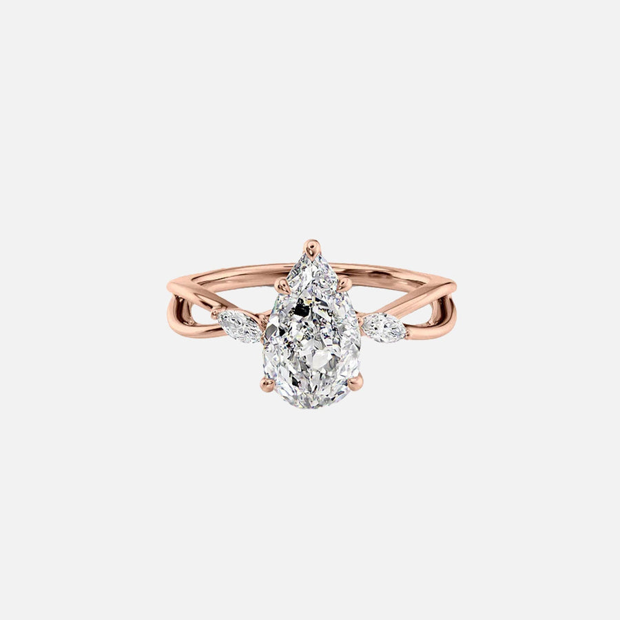  The Kelsey Pear Moissanite Ring 14k Rose Gold 001