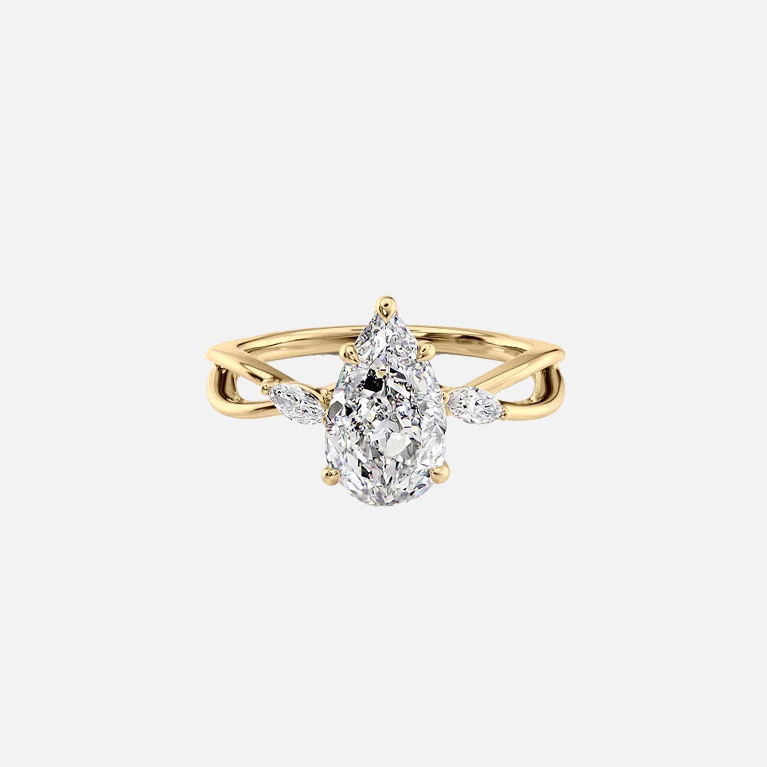 The Kelsey Pear Moissanite Ring 14k Yellow Gold 001