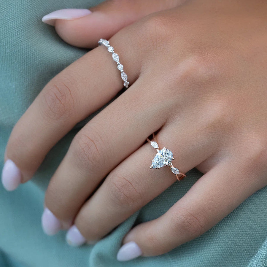  The Kelsey Pear Moissanite Ring 18k Rose Gold 003