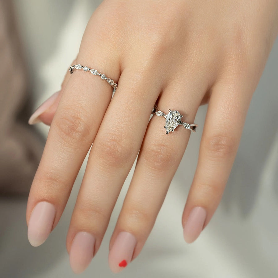  The Kelsey Pear Moissanite Ring 18k White Gold 004 Final