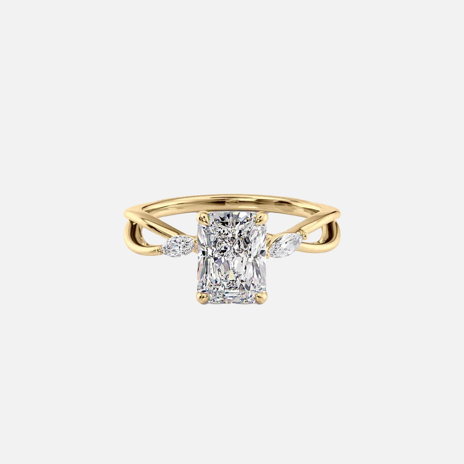 The Kelsey Radiant Lab Diamond Ring 14k Yellow Gold 001