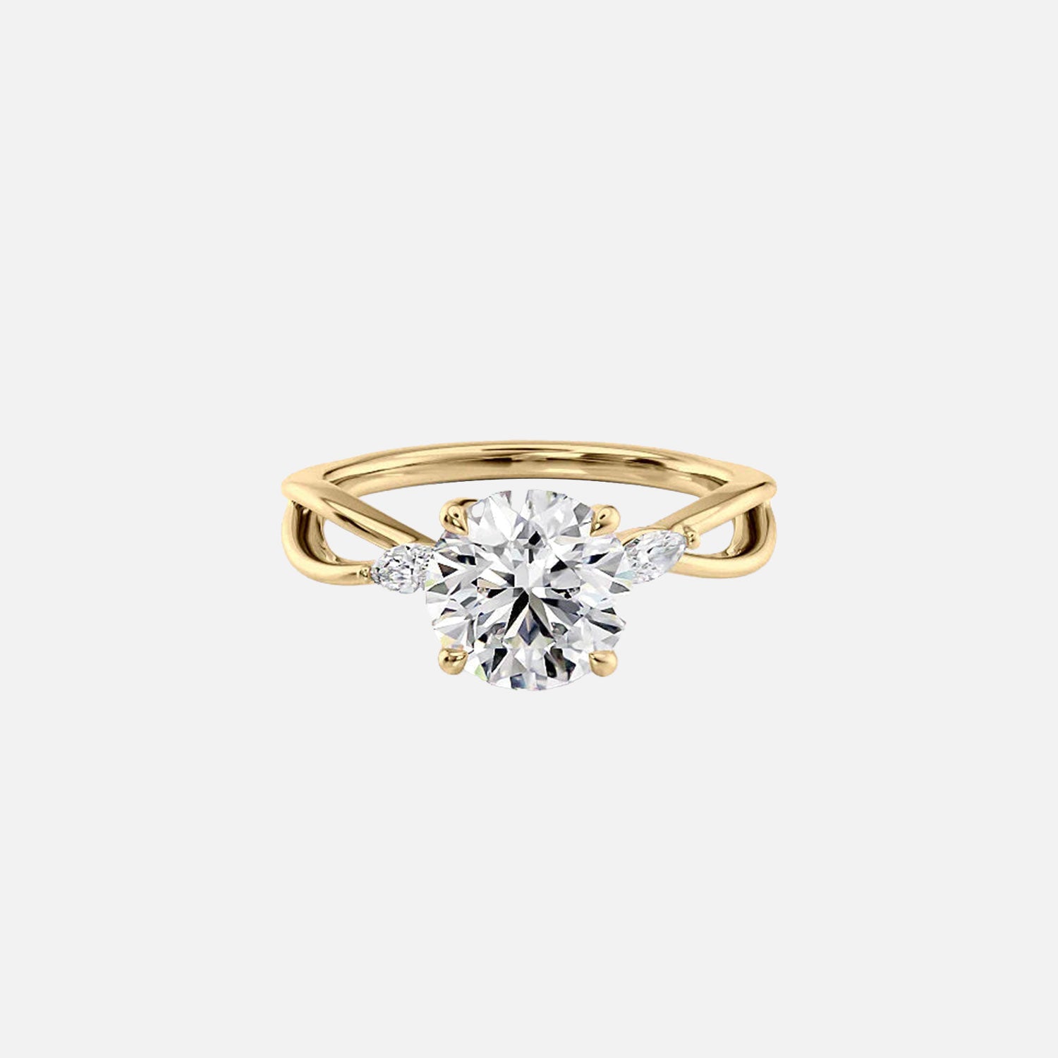 The Kelsey Round Moissanite Ring 14k Yellow Gold 001