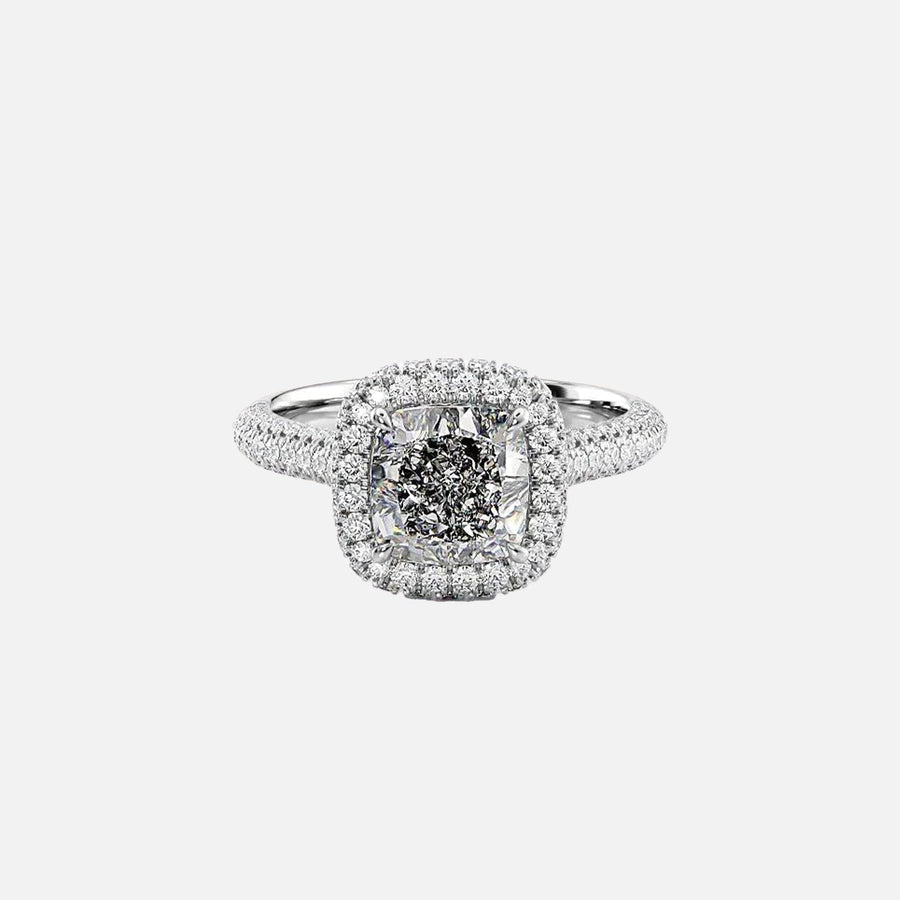  The Kylie Cushion Lab Diamond Ring 14k White Gold 001