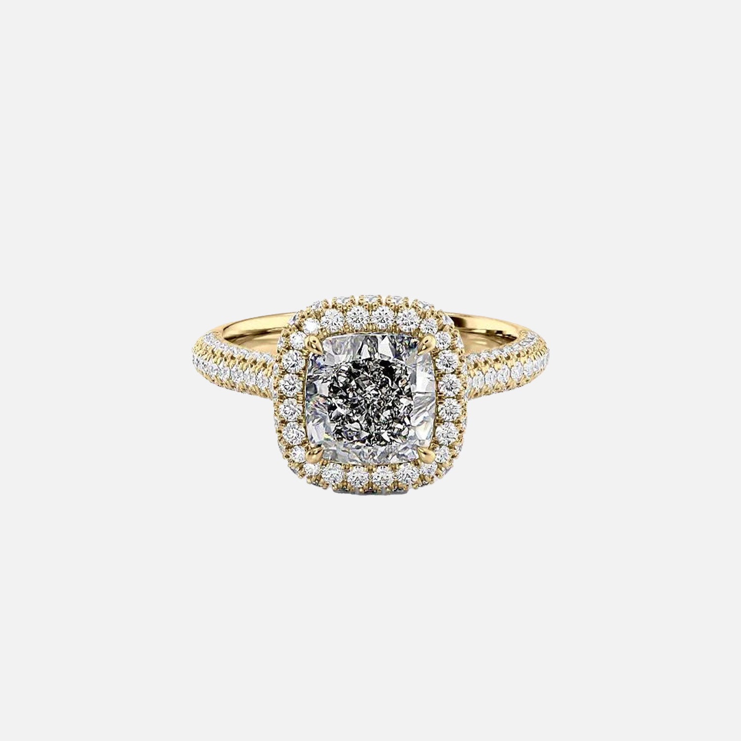The Kylie Cushion Moissanite Ring 14k Yellow Gold 001