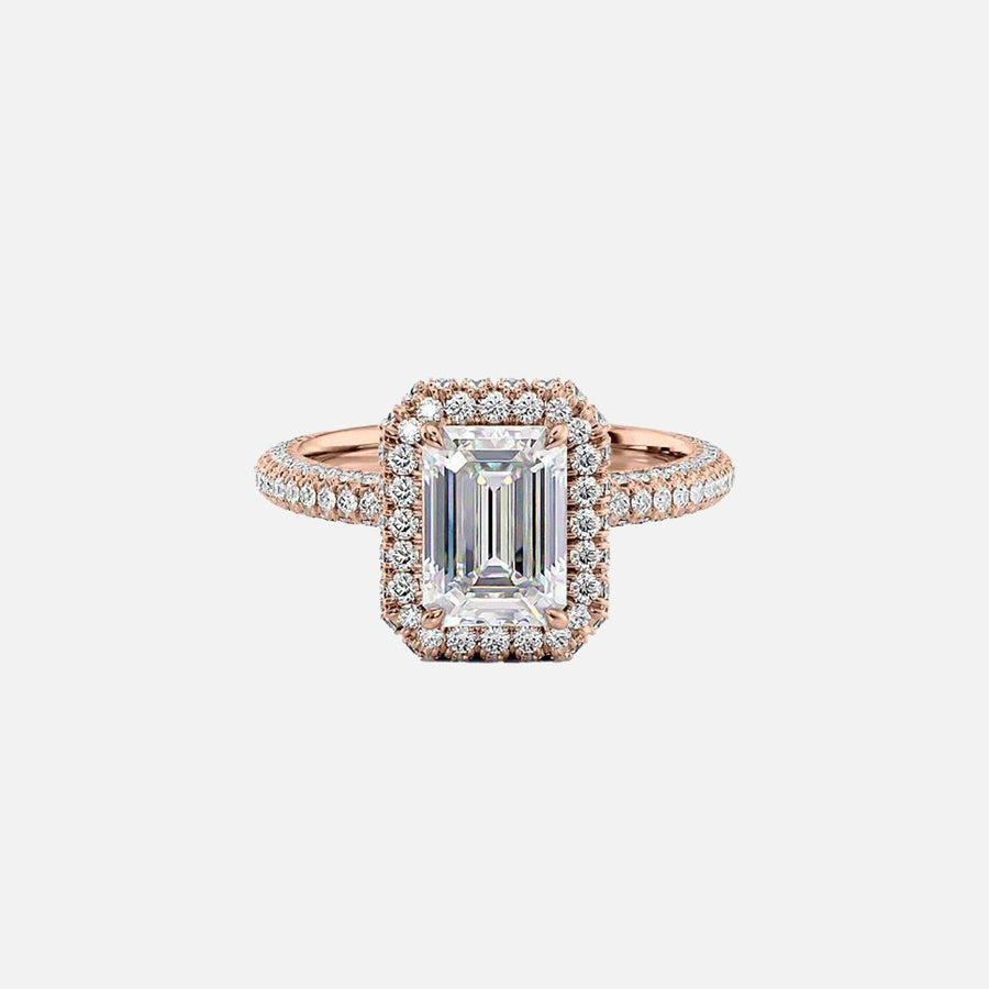  The Kylie Emerald Lab Diamond Ring 14k Rose Gold 001