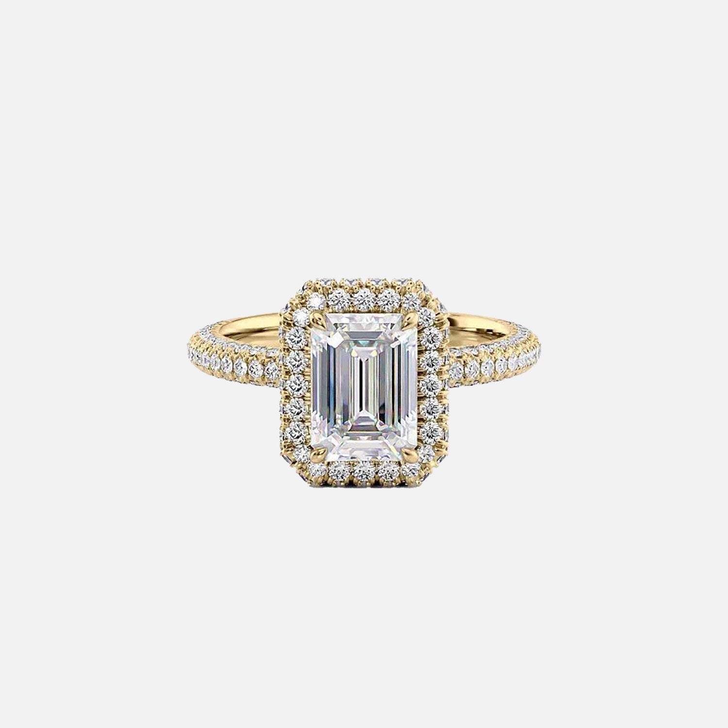 The Kylie Emerald Moissanite Ring 14k Yellow Gold 001
