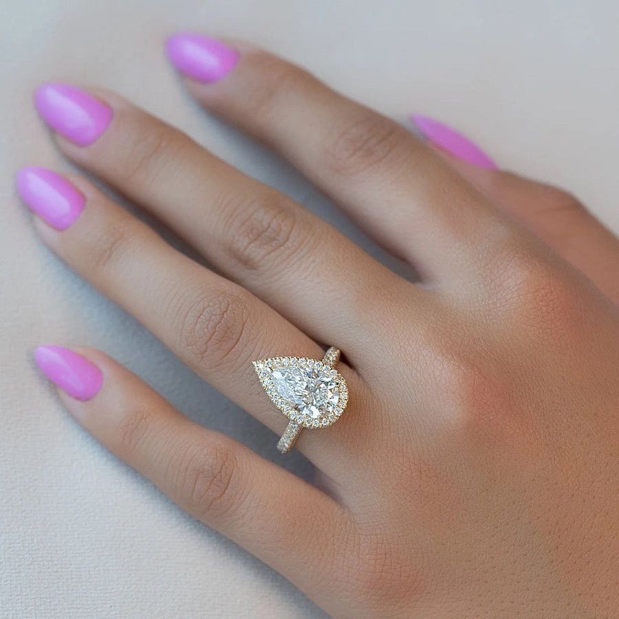  The Kylie Pear Lab Diamond Ring 14k Yellow Gold 003