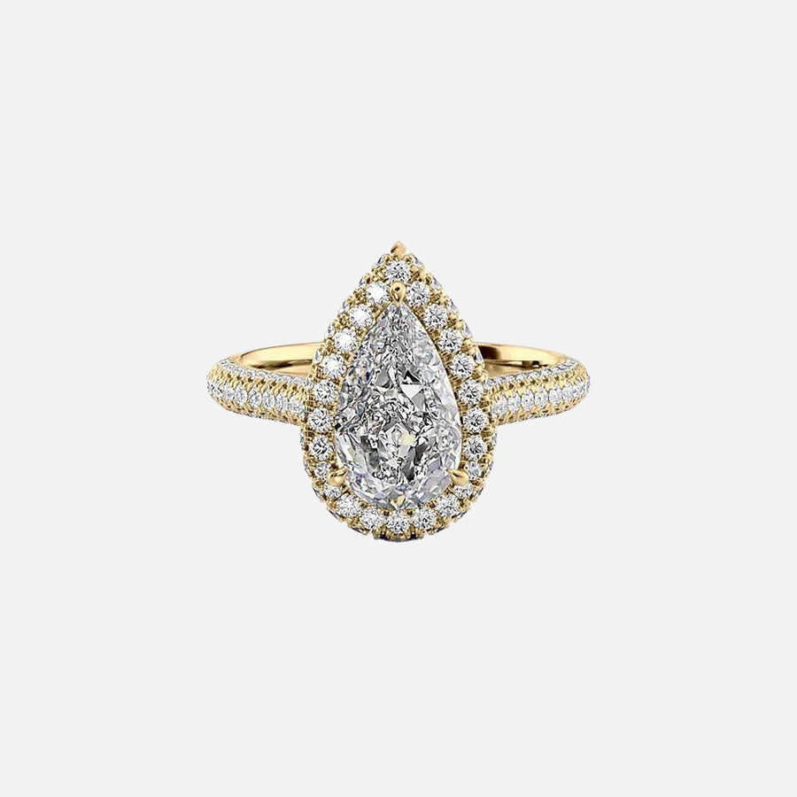  The Kylie Pear Lab Diamond Ring 18k Yellow Gold 001