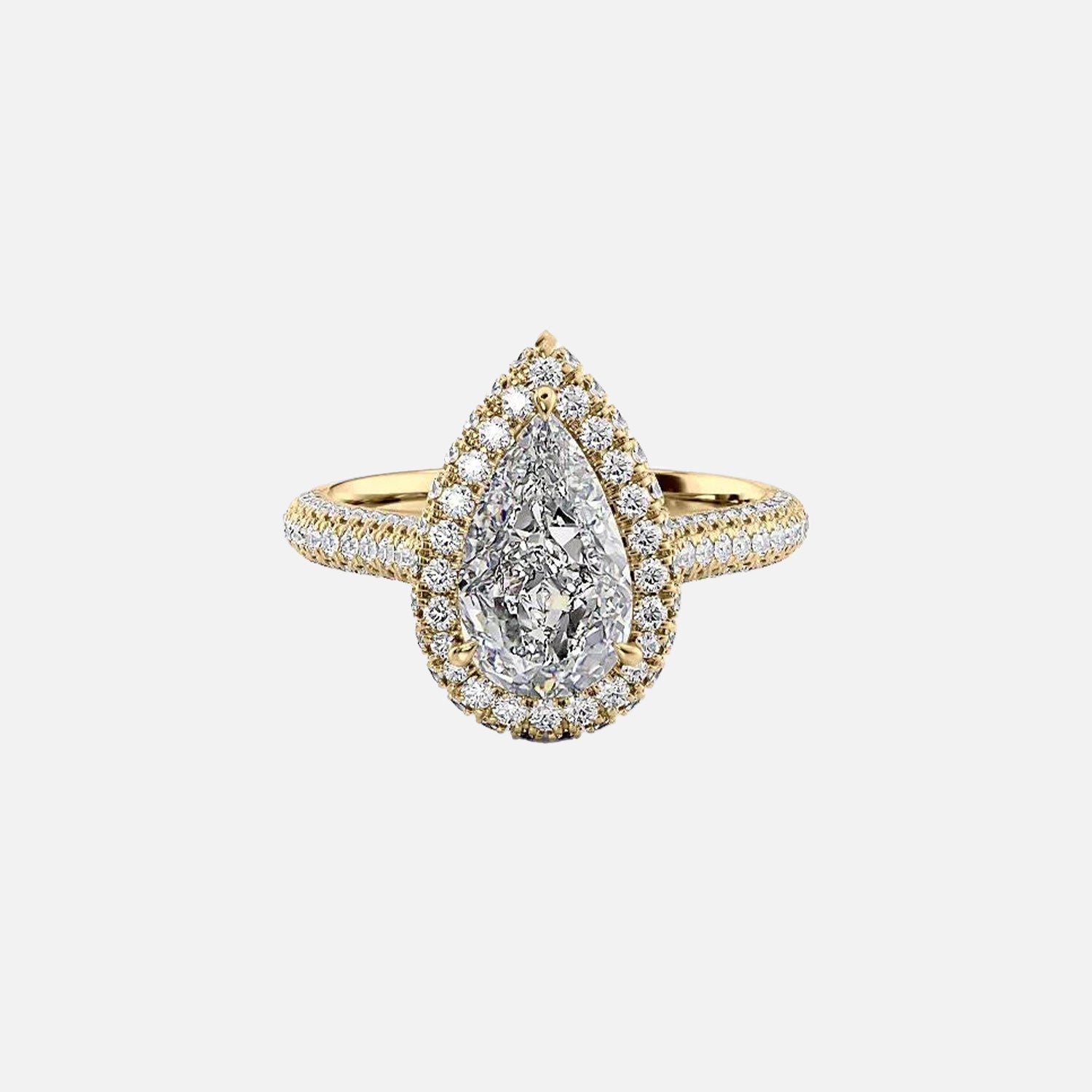 The Kylie Pear Moissanite Ring 14k Yellow Gold 001