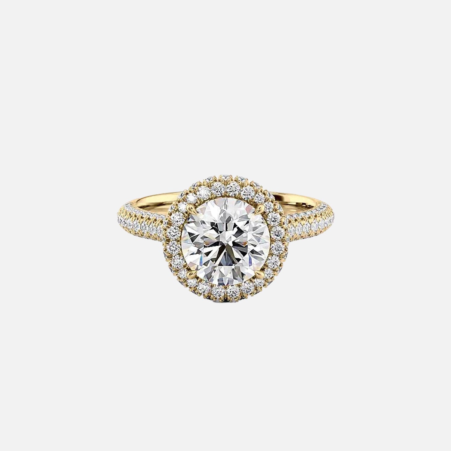 The Kylie Round Moissanite Ring 14k Yellow Gold 001
