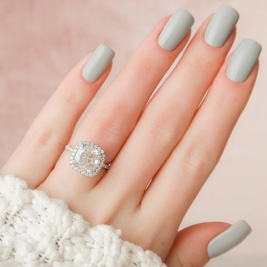  The Lenny Cushion Lab Diamond Ring 14k White Gold 003