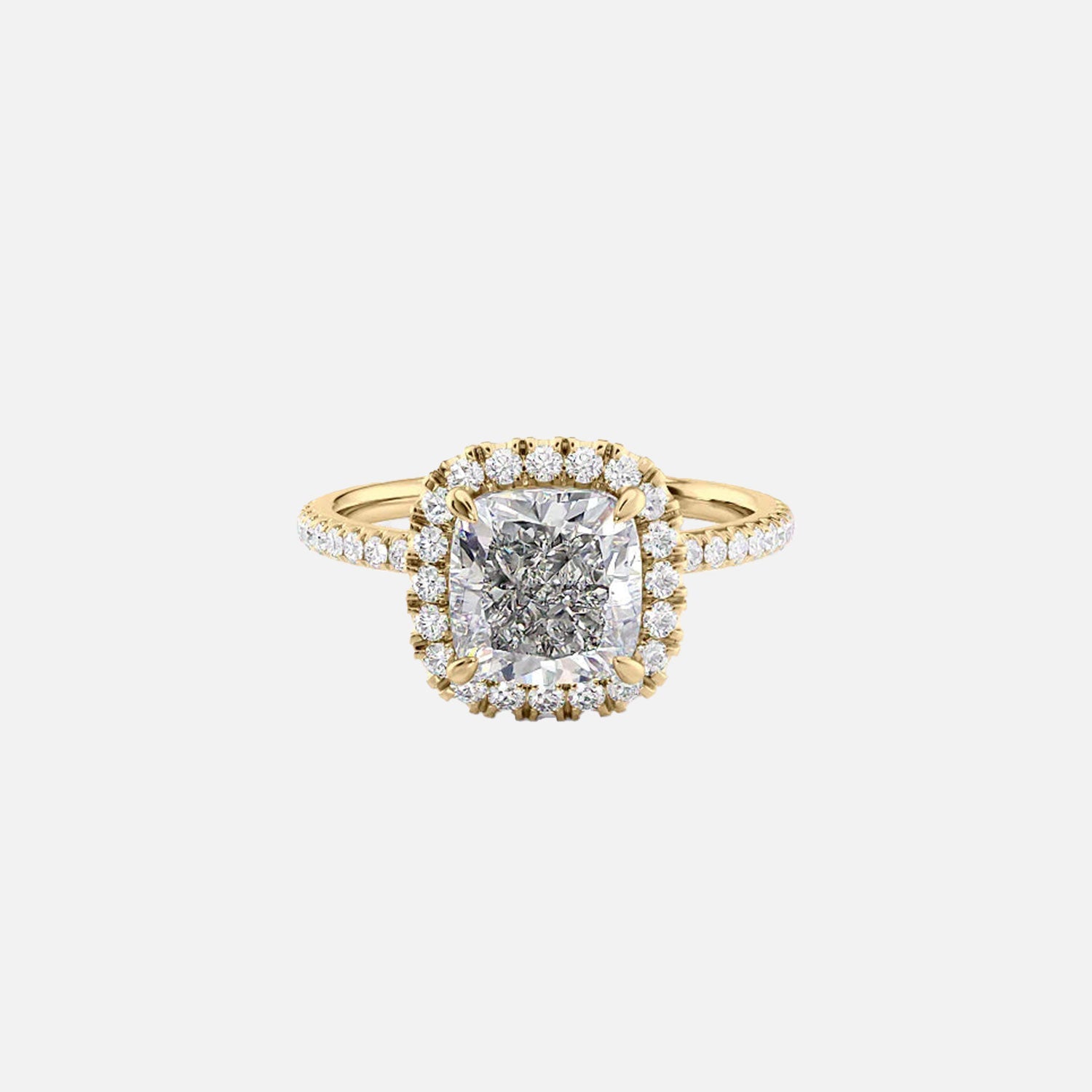 The Lenny Cushion Lab Diamond Ring 14k Yellow Gold 001