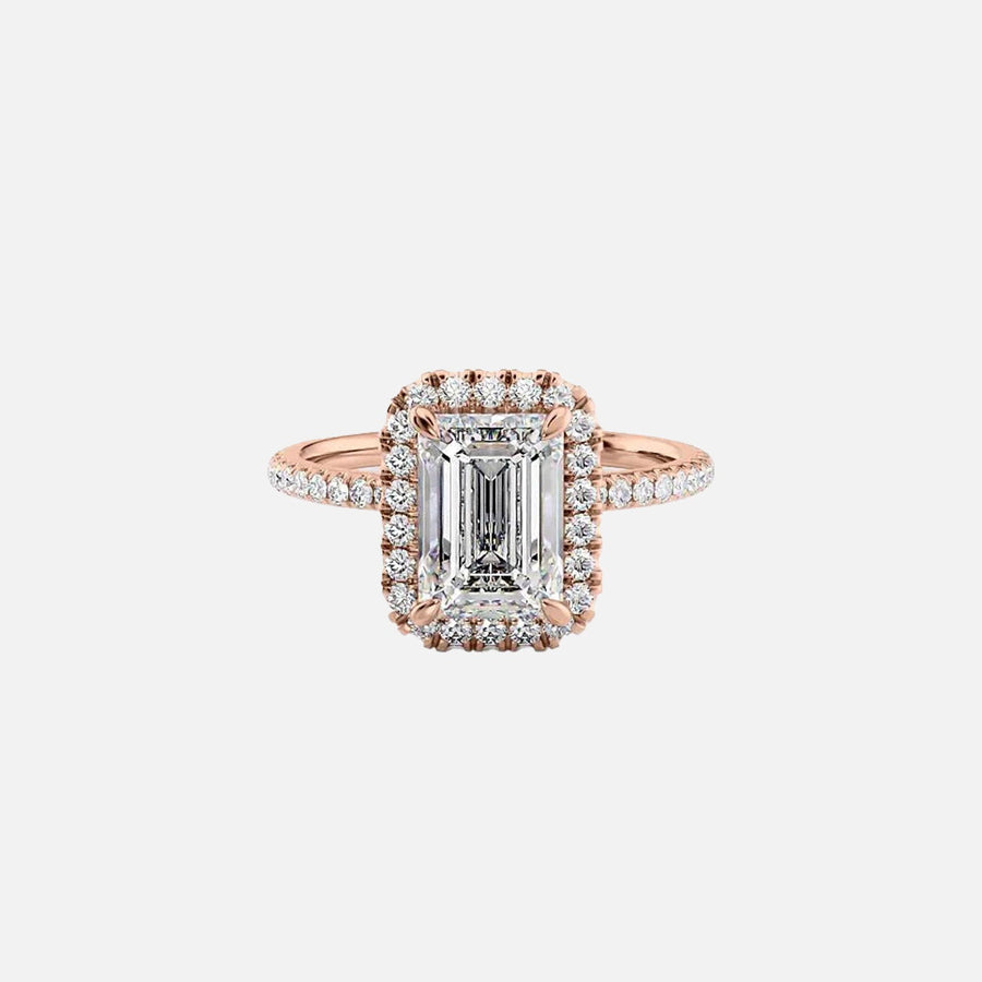  The Lenny Emerald Moissanite Ring 14k Rose Gold 001