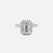  The Lenny Emerald Moissanite Ring 18k White Gold 001