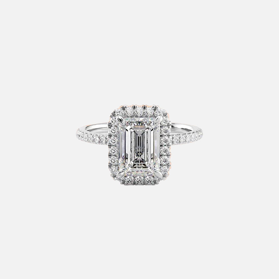  The Lenny Emerald Moissanite Ring 18k White Gold 001