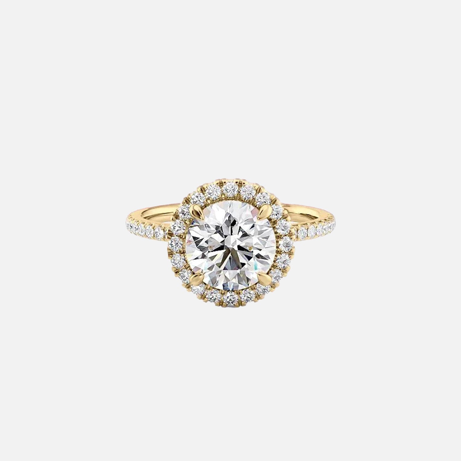 The Lenny Round Moissanite Ring 14k Yellow Gold 001