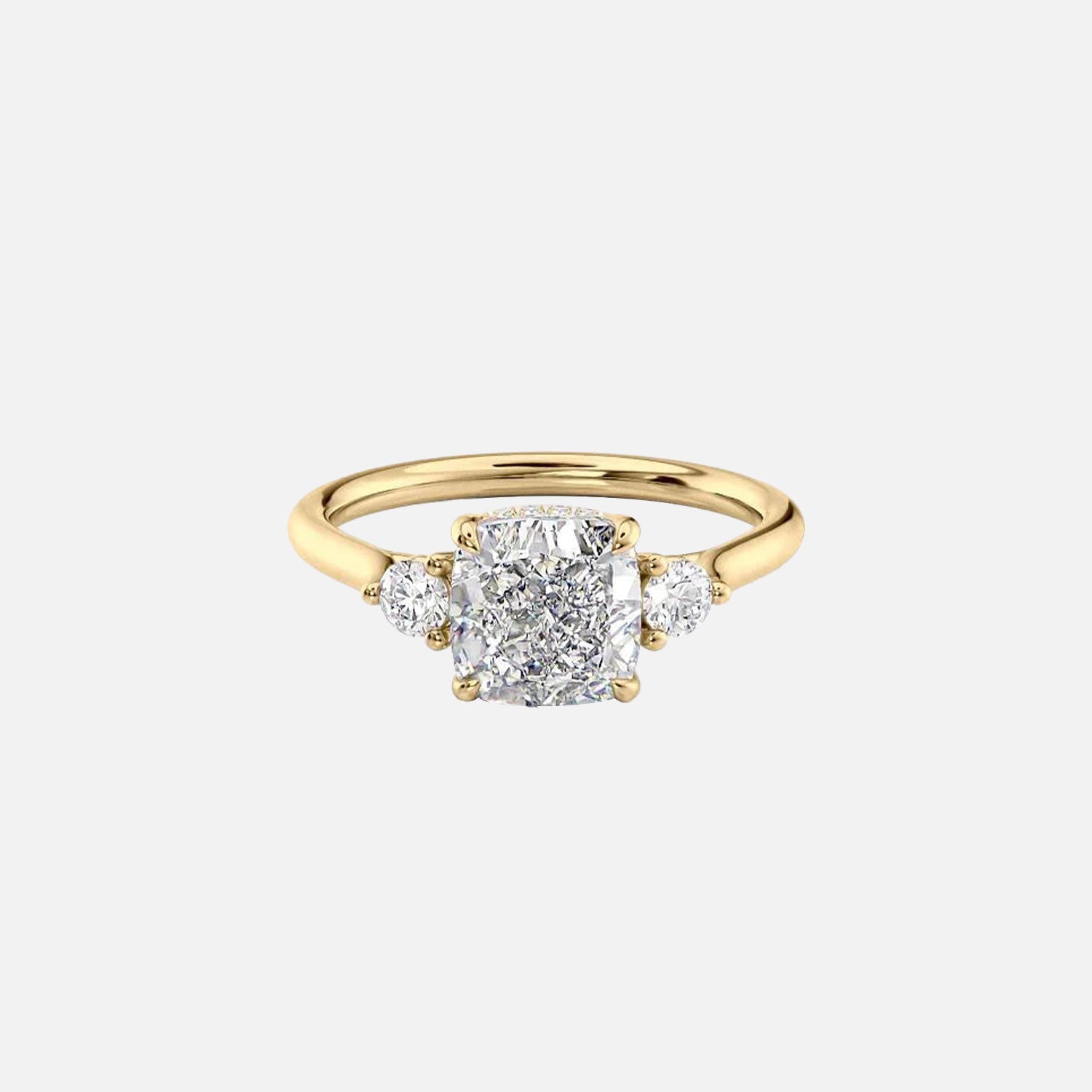 The Lia Cushion Lab Diamond Ring 14k Yellow Gold 001