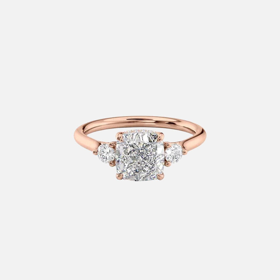  The Lia Cushion Moissanite Ring 14k Rose Gold 001