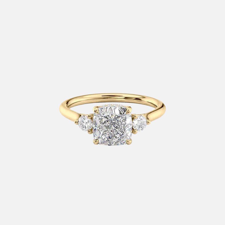 The Lia Cushion Moissanite Ring 14k Yellow Gold 001