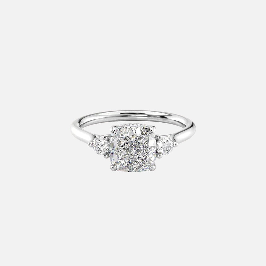  The Lia Cushion Moissanite Ring 18k White Gold 001
