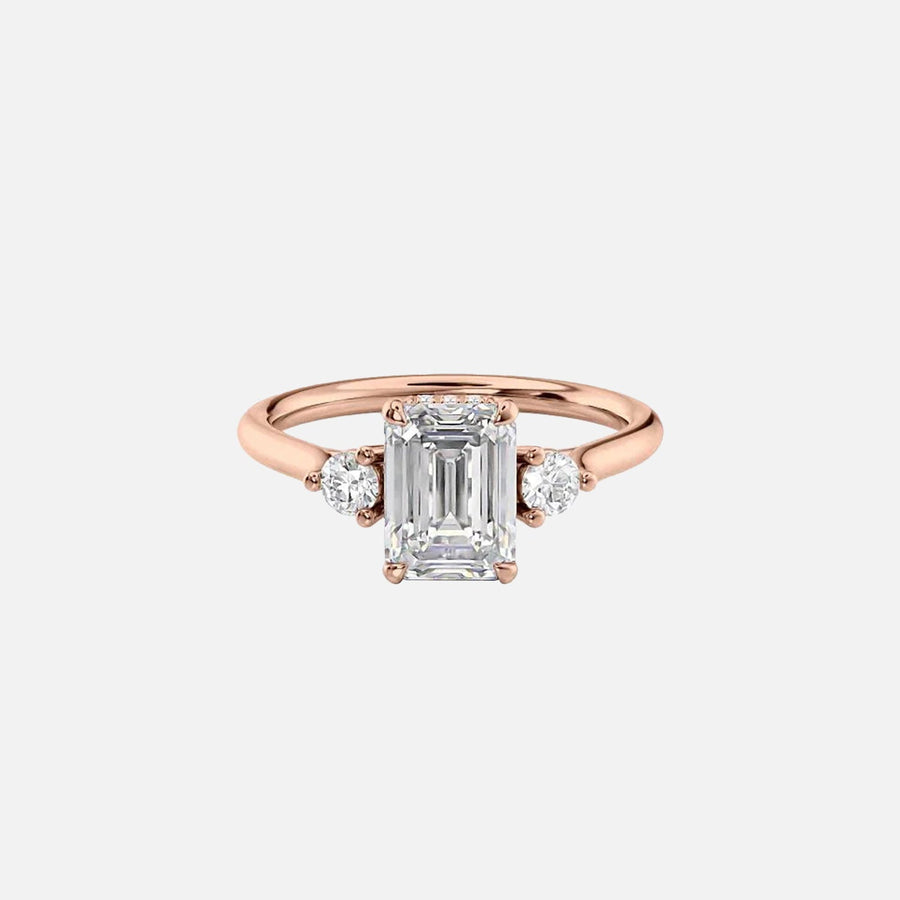  The Lia Emerald Lab Diamond Ring 18k Rose Gold 001