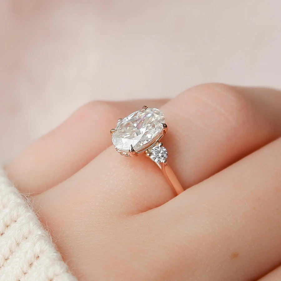  The Lia Oval Lab Diamond Ring 14k Rose Gold 004