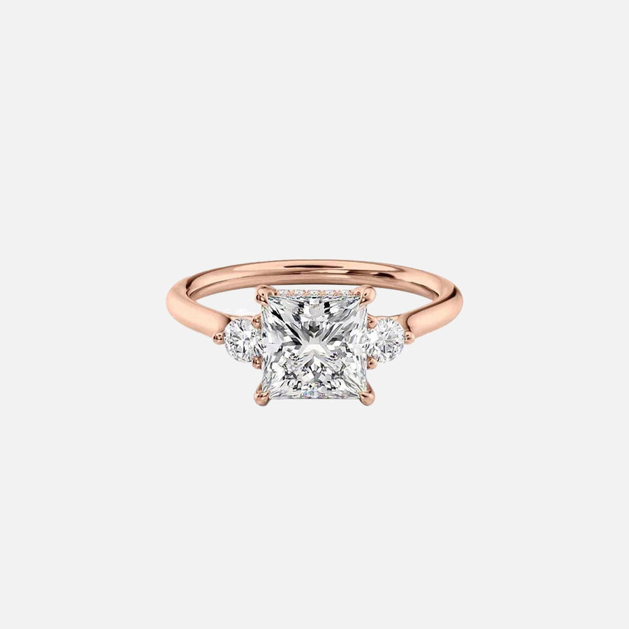  The Lia Princess Lab Diamond Ring 14k Rose Gold 001
