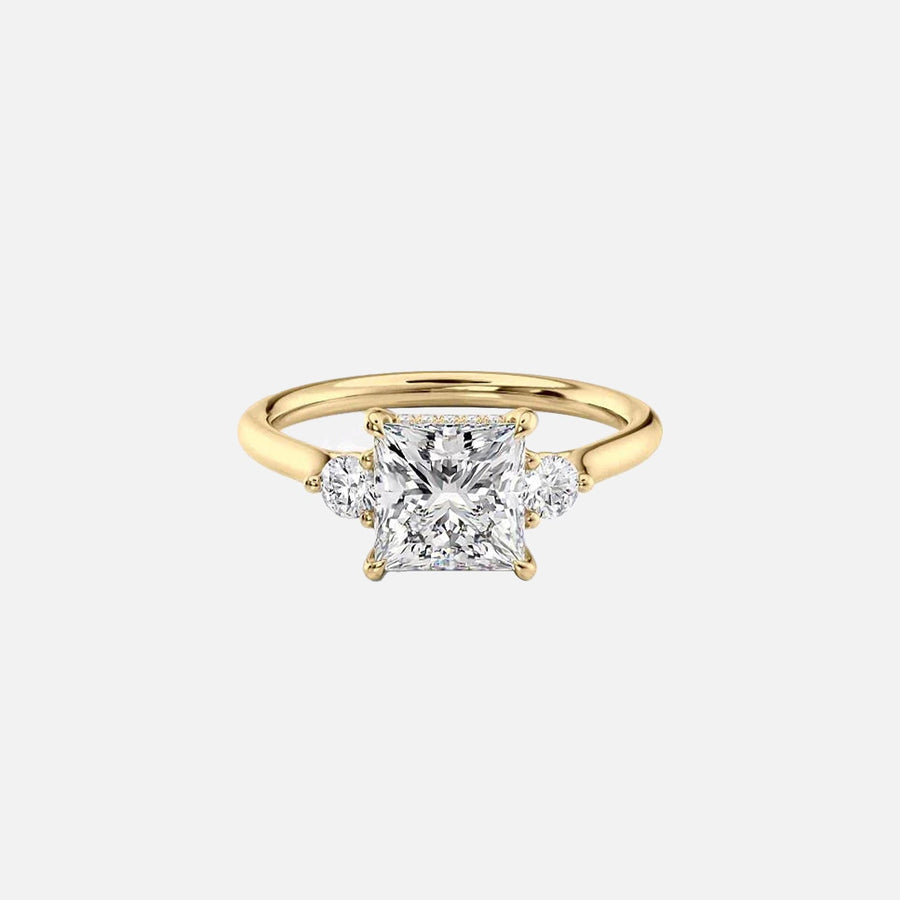  The Lia Princess Lab Diamond Ring 18k Yellow Gold 001