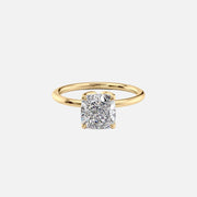 The Lisa Cushion Moissanite Ring 14k Yellow Gold 001