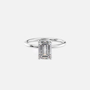  The Lisa Emerald Moissanite Ring 14k White Gold 001