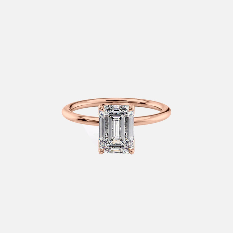  The Lisa Emerald Moissanite Ring 18k Rose Gold 001