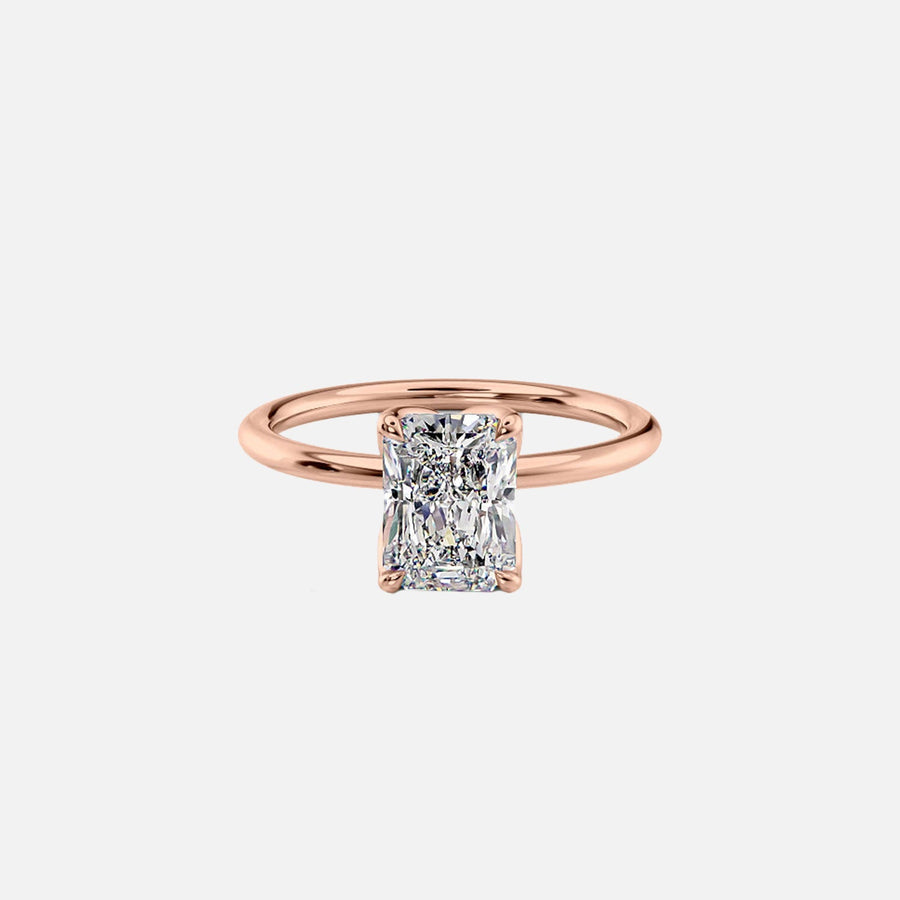  The Lisa Radiant Moissanite Ring 14k Rose Gold 001