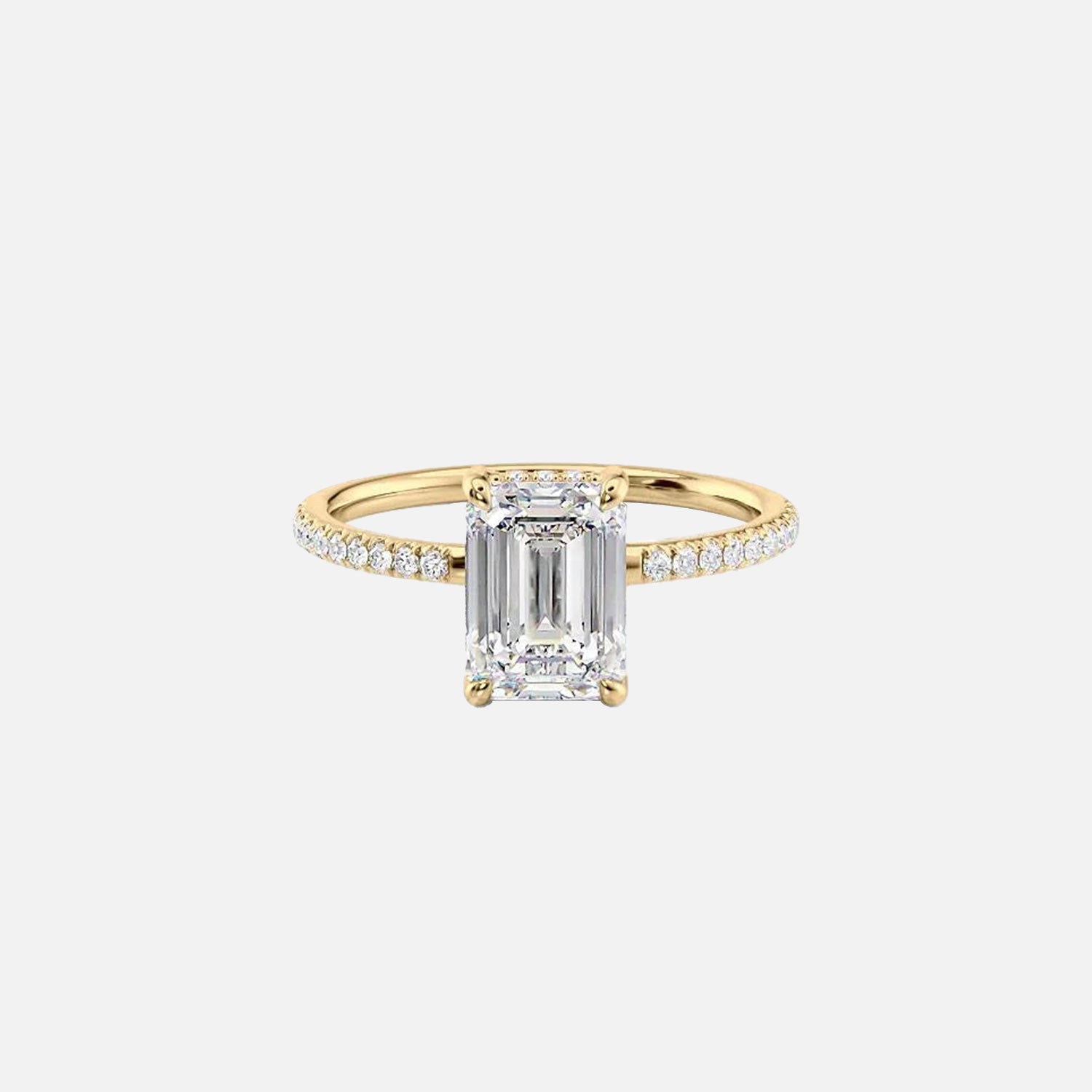 The Mandy Emerald Moissanite Ring 14k Yellow Gold 001