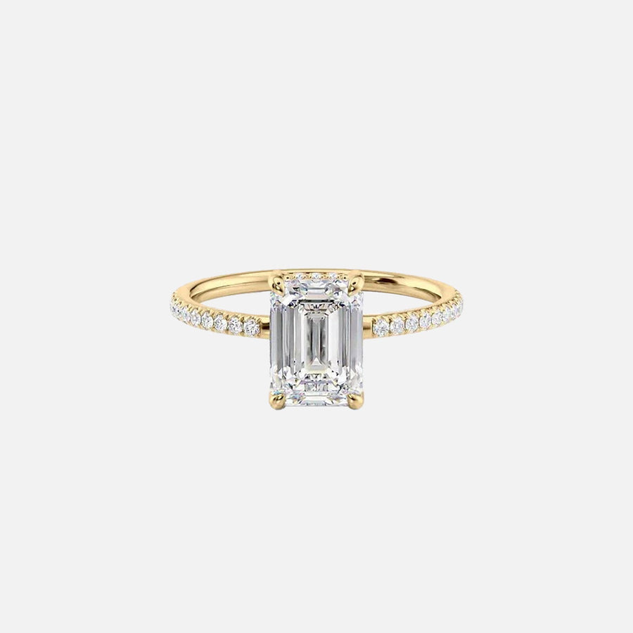 The Mandy Emerald Moissanite Ring 14k Yellow Gold 001