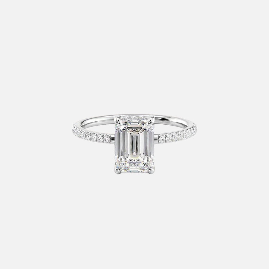  The Mandy Emerald Moissanite Ring 18k White Gold 001