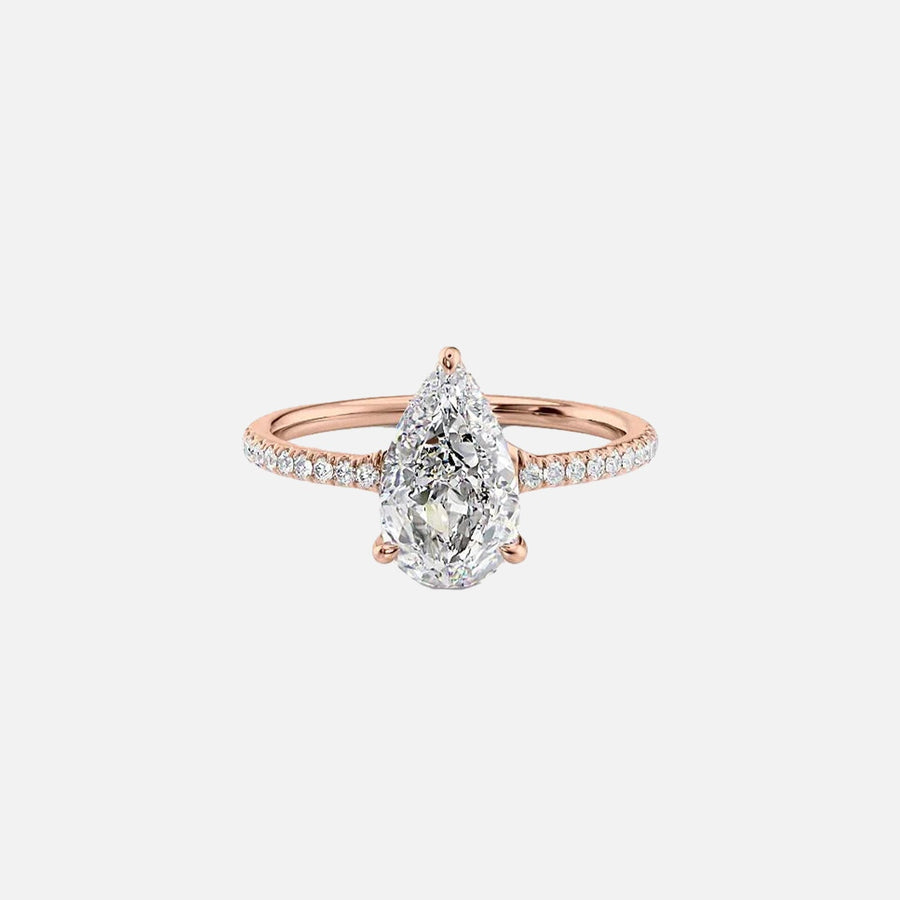  The Mandy Pear Moissanite Ring 18k Rose Gold 001