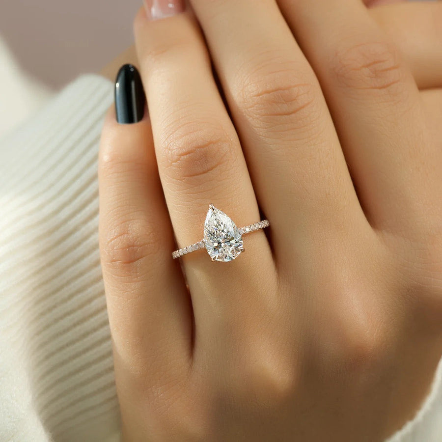  The Mandy Pear Moissanite Ring 18k Rose Gold 003