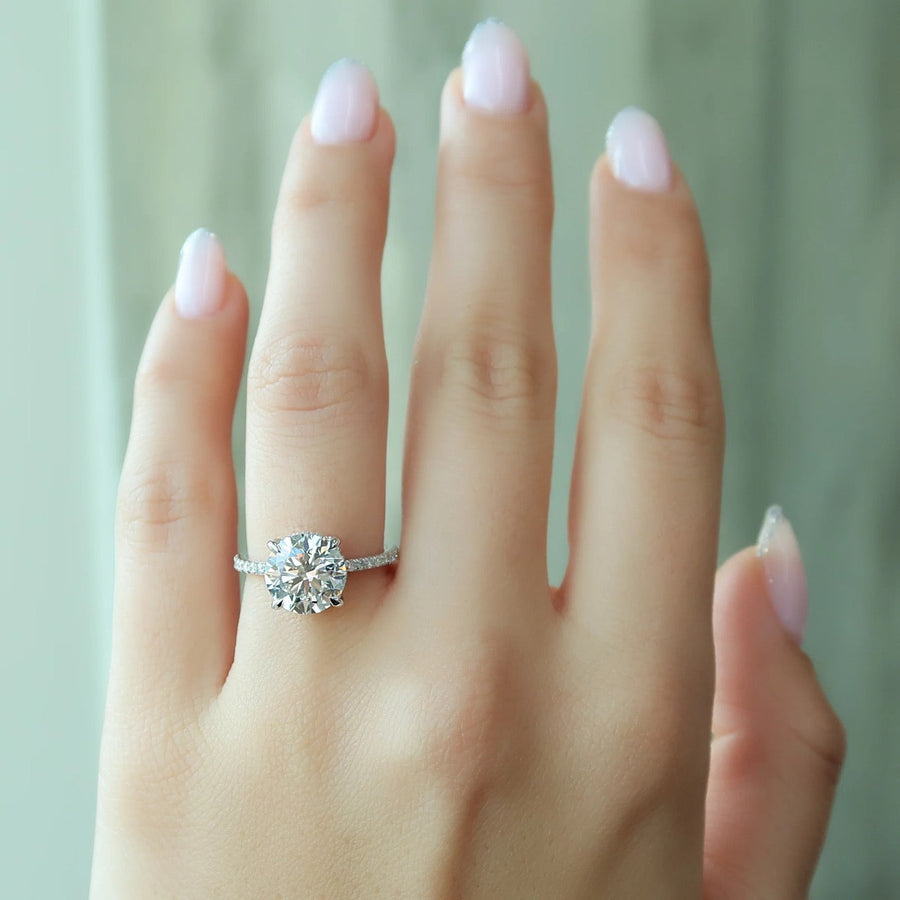  The Mandy Round Moissanite Ring 14k White Gold 003