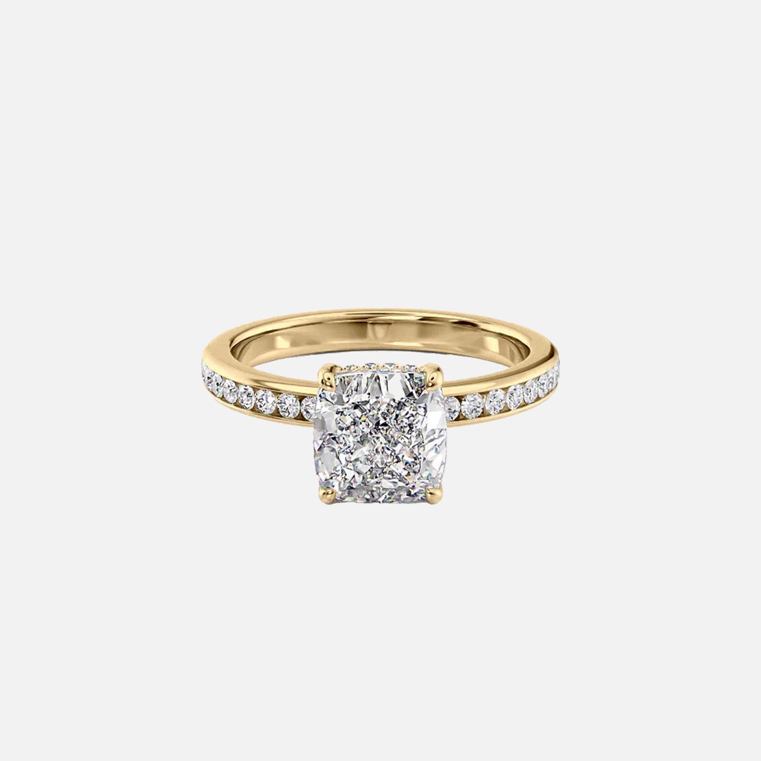 The Marilyn Cushion Lab Diamond Ring 14k Yellow Gold 001