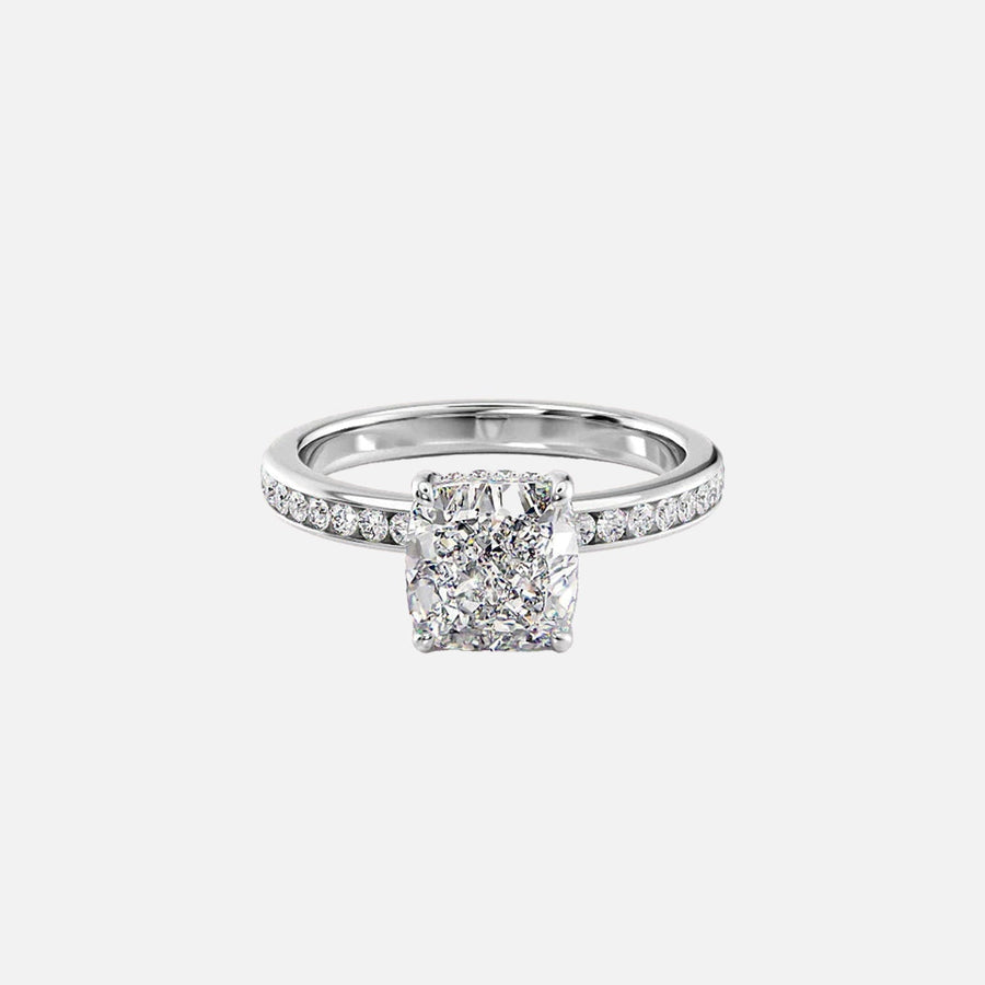  The Marilyn Cushion Moissanite Ring 14k White Gold 001