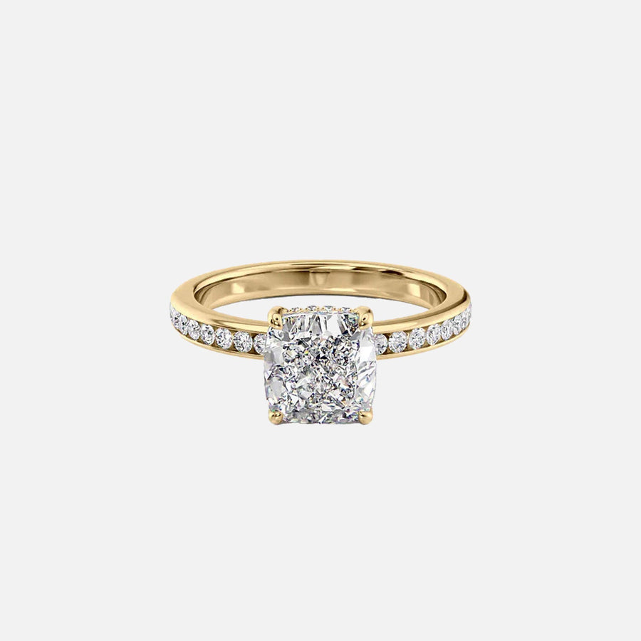 The Marilyn Cushion Moissanite Ring 14k Yellow Gold 001