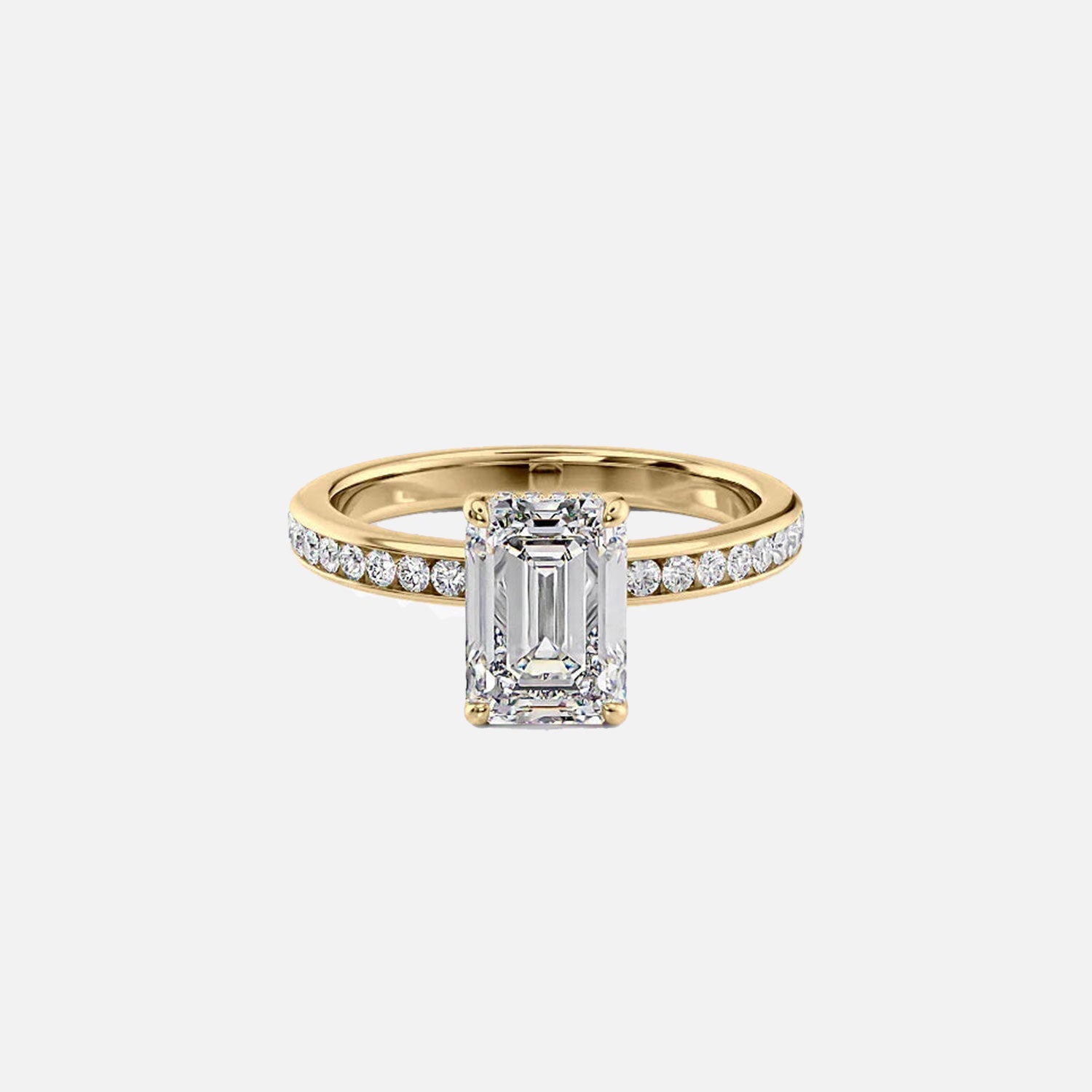 The Marilyn Emerald Moissanite Ring 14k Yellow Gold 001