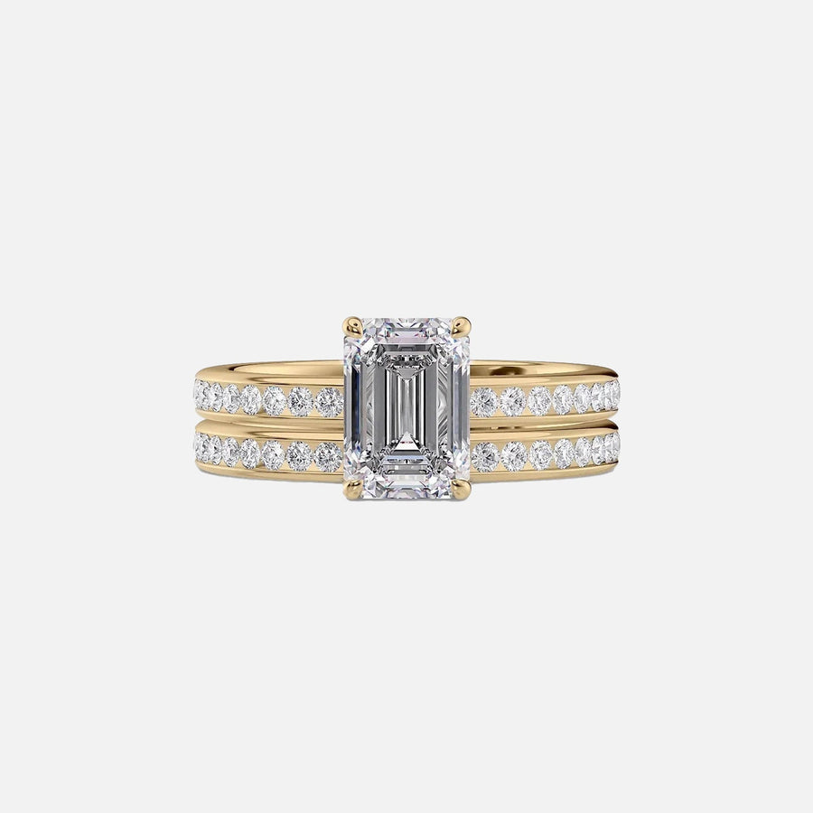  The Marilyn Emerald Moissanite Ring 14k Yellow Gold 003
