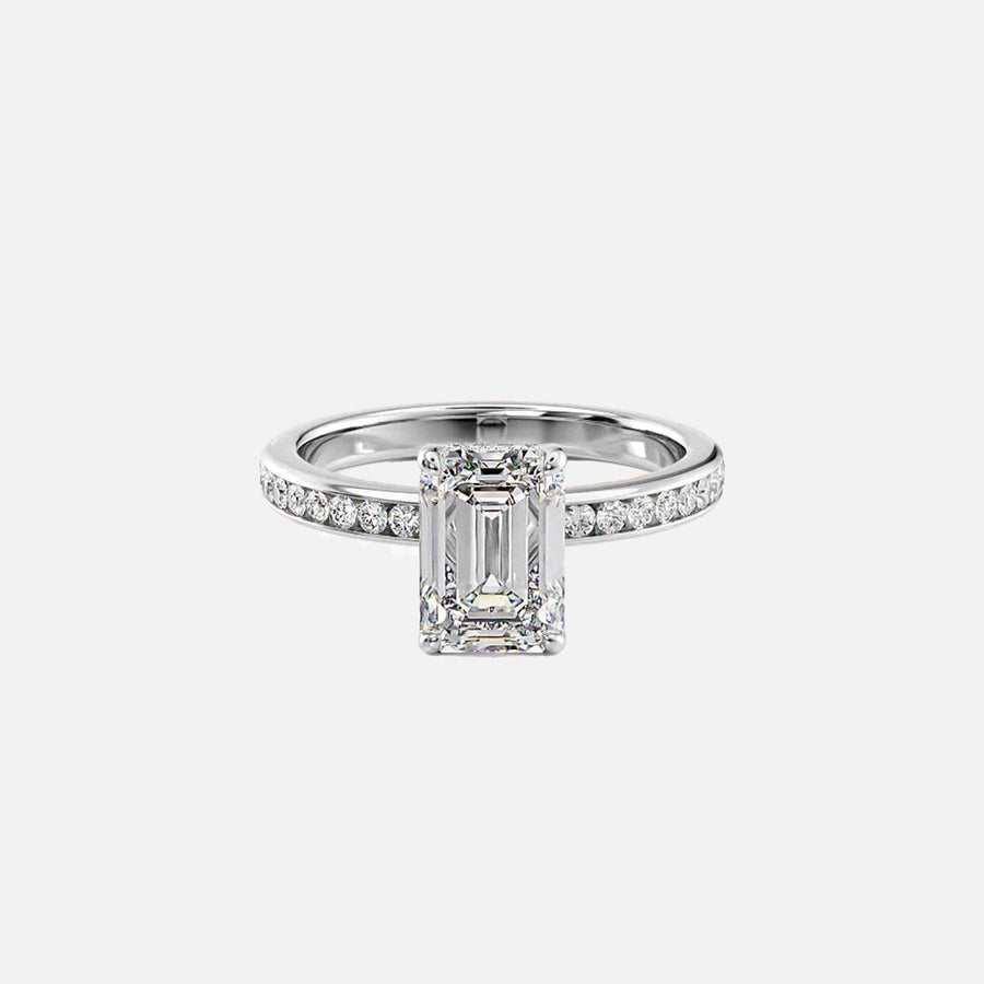  The Marilyn Emerald Moissanite Ring 18k White Gold 001