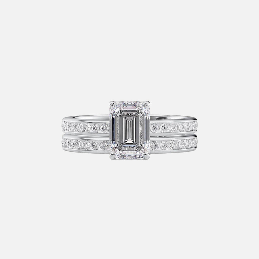  The Marilyn Emerald Moissanite Ring 18k White Gold 003
