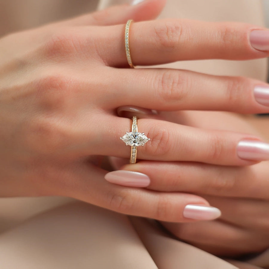  The Marilyn Marquise Lab Diamond Ring 14k Yellow Gold 004