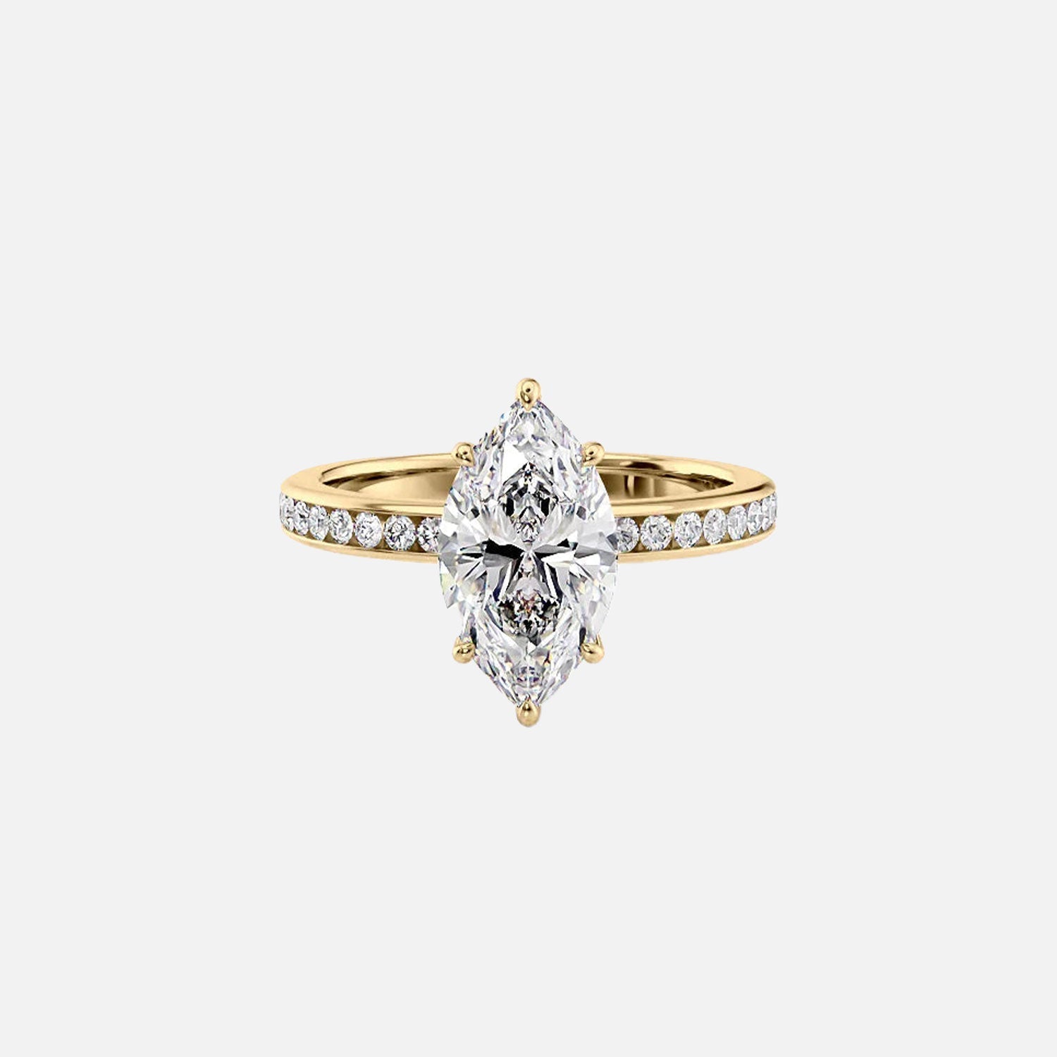 The Marilyn Marquise Moissanite Ring 14k Yellow Gold 001