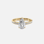 The Marilyn Pear Moissanite Ring 14k Yellow Gold 001