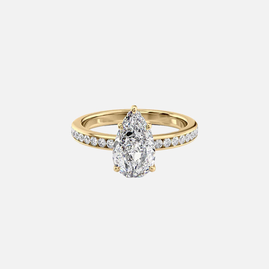 The Marilyn Pear Moissanite Ring 14k Yellow Gold 001