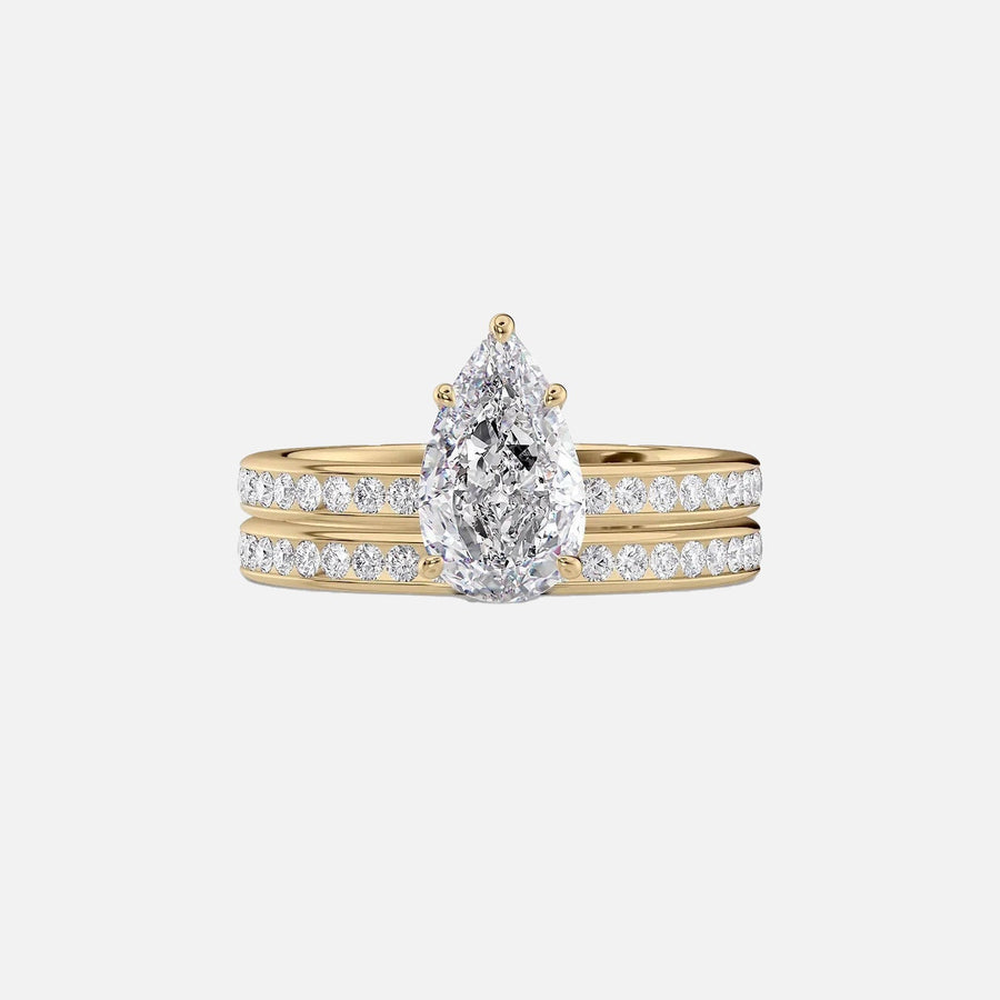  The Marilyn Pear Moissanite Ring 14k Yellow Gold 003